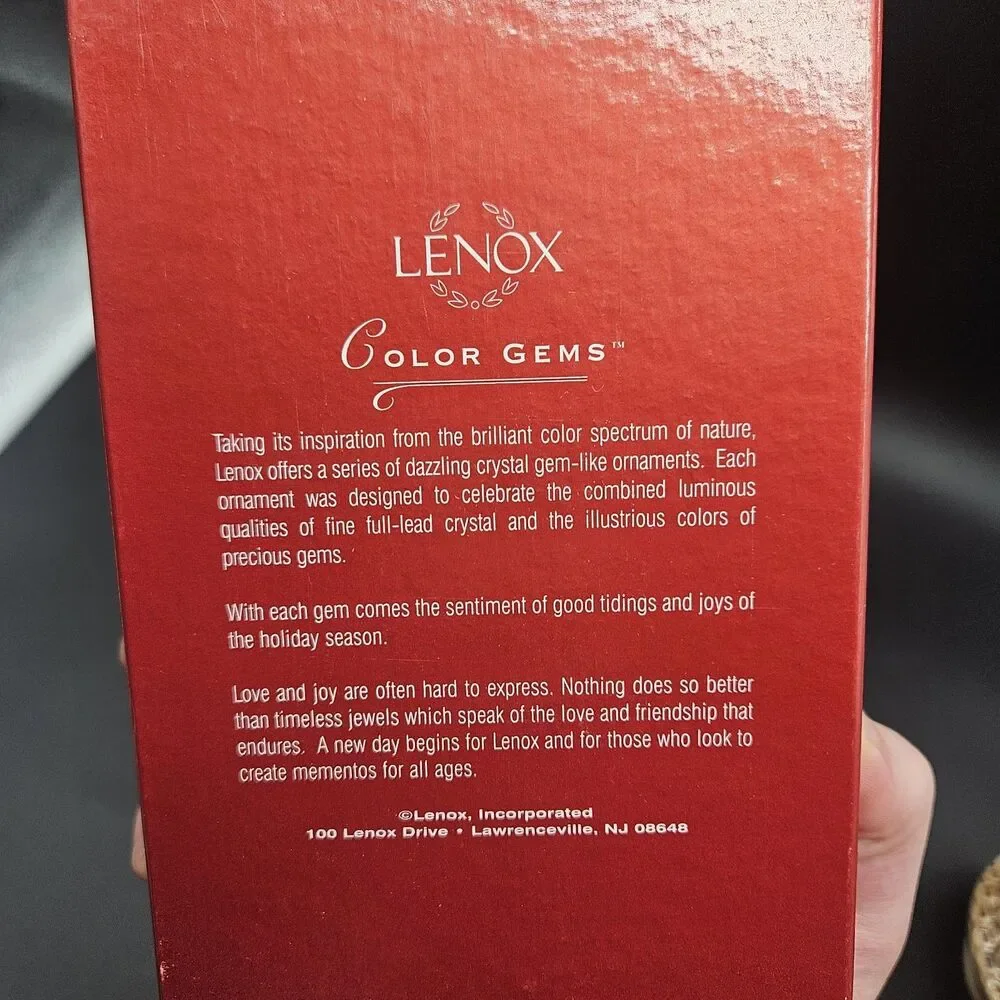 Vintage Lenox Christmas Ornament Color Gems Crystal Clear Teardrop West Germany